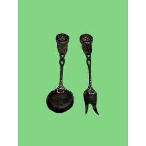 Vintage Jam Spoon And Lemon Fork Rosita Pattern EPMS Sweden 1940's /50's